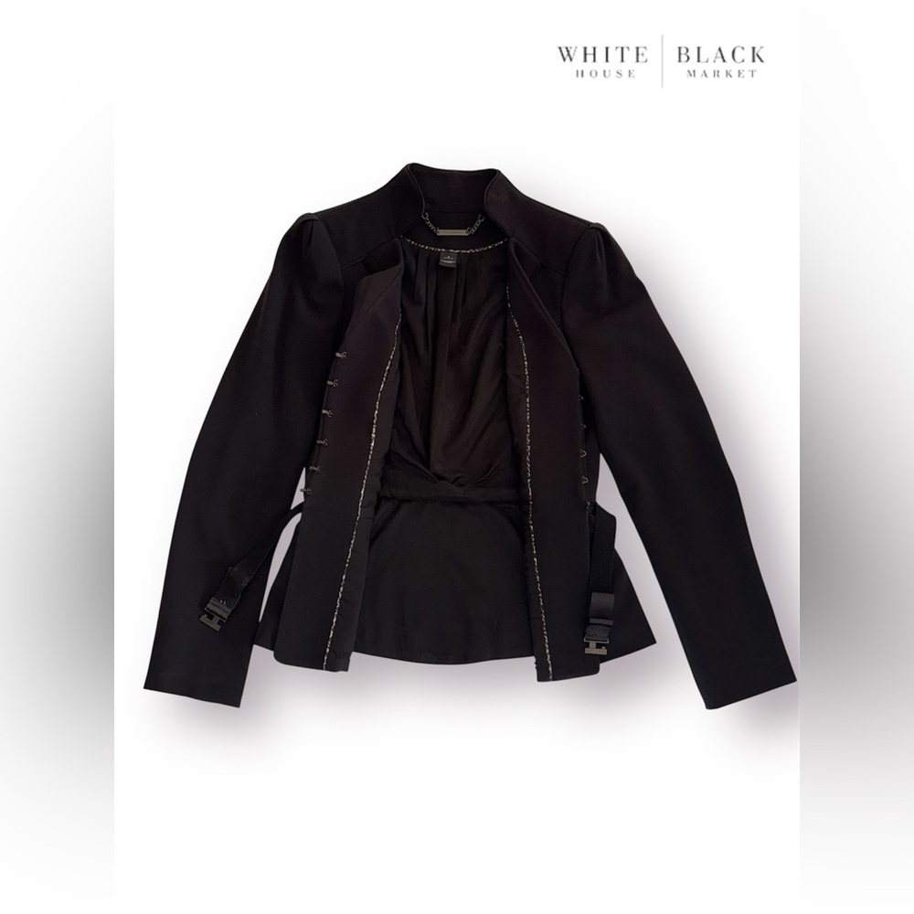 🆑WHBM Women’s Peplum Waist w/Bow Belt Detail Blazer Jacket & Legacy Pants (SET) - Picture 7 of 15